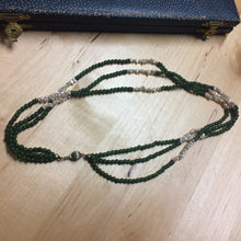 Victorian three strand seed blister pearl and jade choker