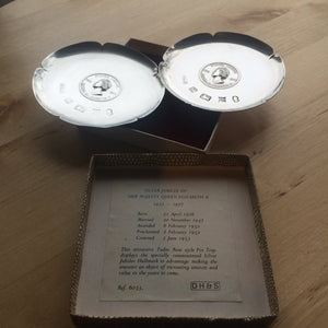 Two 925 Silver 1952-1977 Silver Jubilee Pin Trays