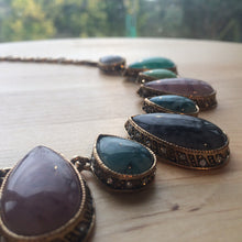 Multi-coloured stone choker necklace with extender