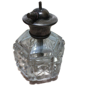 Victorian Antique Cut Glass Perfume Dispensary Bottle with 925 Silver top and Hallmarked JD LTD 925