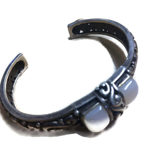 Chunky 925 Sterling Silver MOP bangle - Vintage