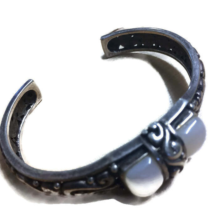 Chunky 925 Sterling Silver MOP bangle - Vintage