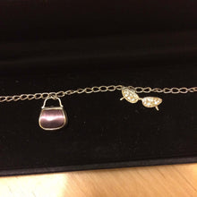 Sterling Silver and crystal Charm Bracelet and 5 charms with T-bar