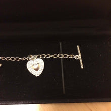 Sterling Silver and crystal Charm Bracelet and 5 charms with T-bar