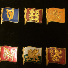 Set of 6 Guilt Enamel Flag Set 'Flags of Great Britain'.