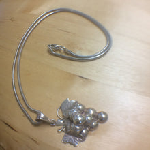 Danish 1950's silver pendant and chain - detailed grapes by Hermann Siersbol