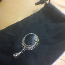 Onyx and Silver filigree pendant (Sterling Foreign) - no chain