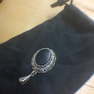 Onyx and Silver filigree pendant (Sterling Foreign) - no chain