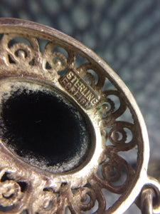 Onyx and Silver filigree pendant (Sterling Foreign) - no chain