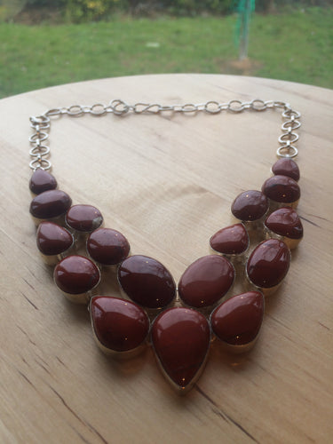 Carnelian / Jade & 925 Silver Antique Necklace 20
