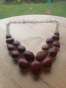 Carnelian / Jade & 925 Silver Antique Necklace 20" r18-4857 127g