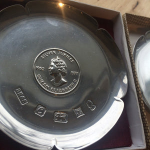 Two 925 Silver 1952-1977 Silver Jubilee Pin Trays