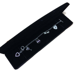 Sterling Silver and crystal Charm Bracelet and 5 charms with T-bar